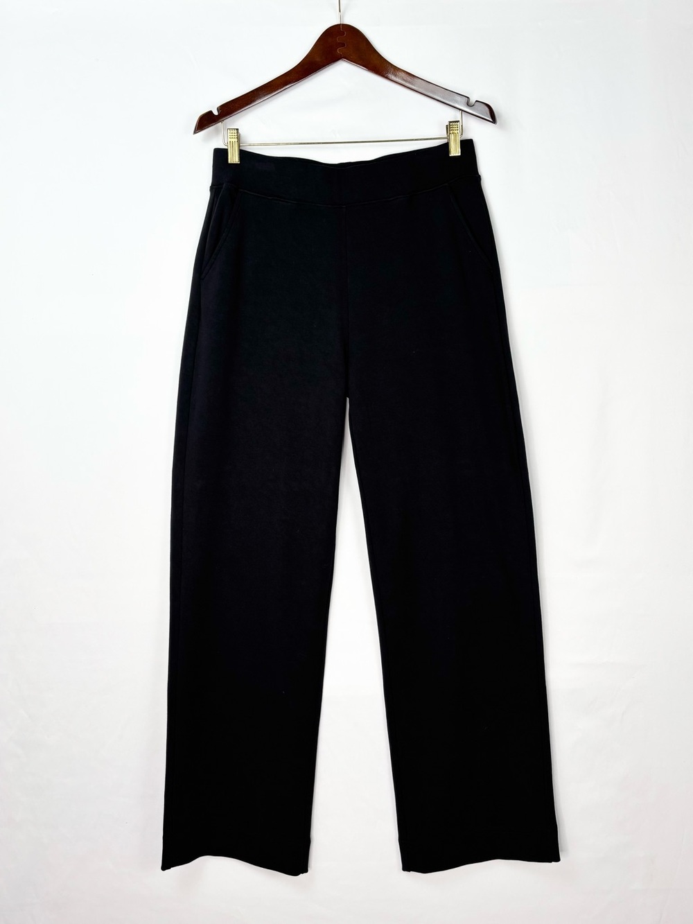 AYR The High Hopes Pima Cotton Modal Pant Size L Black Wide Leg Stretch Peru